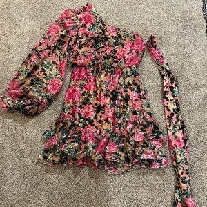 beautiful floral one shoulder dress